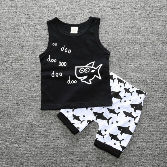 Baby Shark Sleeveless Tank & Shorts Outfit - Picture 1 of 5